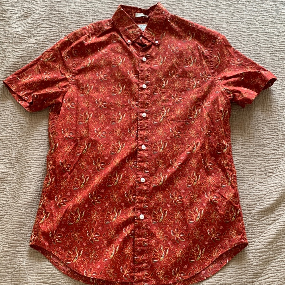 Red Floral Pattern J Crew Shortsleeved Button down